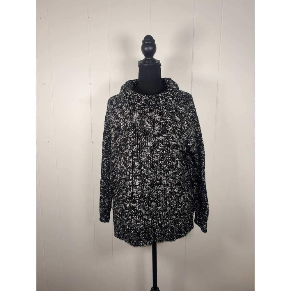 EILEEN FISHER Sweater S Organic Cotton Marled Chunky Turtleneck Pullover Oversiz